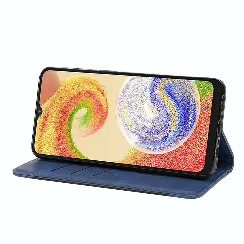 For Samsung Galaxy A04 Skin Feel Splicing Leather Phone Case(Blue)
