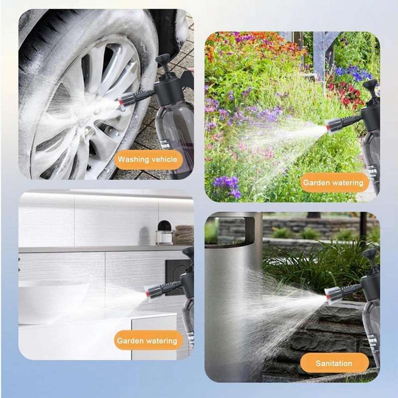 2L Foam Sprayer Pressure Spray Bottle for Car Washing Plants Watering Fertilizing(Black)