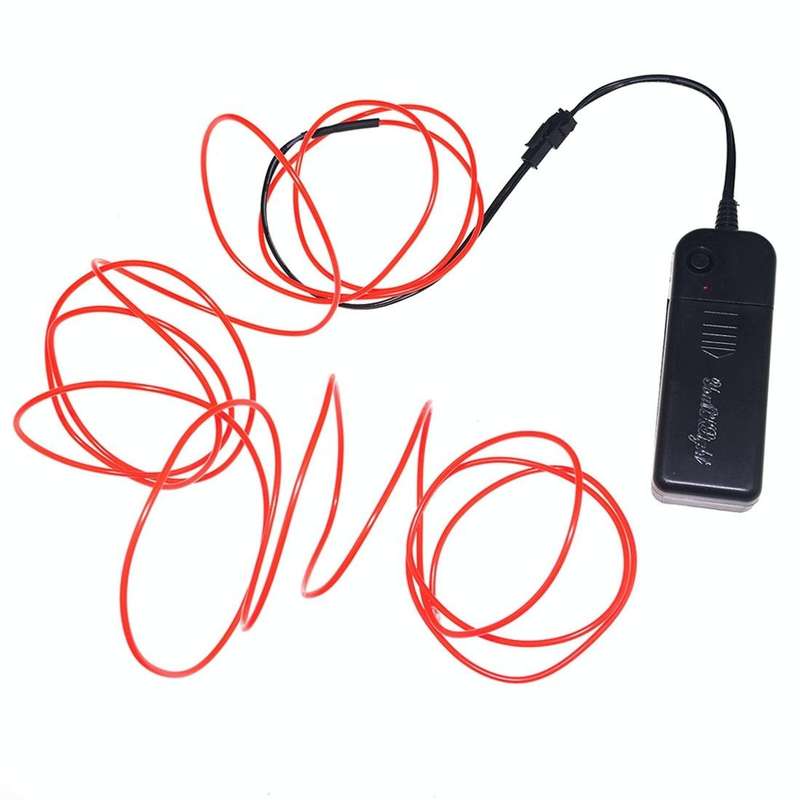 YouOKLight Neon EL Cold Round Flexible Strip Light with 3V Battery Box for Dance Party Car Decora...