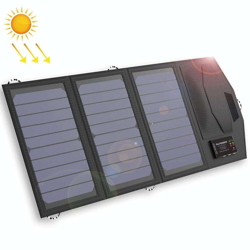 ALLPOWERS Solar Battery Charger Portable 5V 15W Dual USB+ Type-C Portable Solar Panel Charger Out...