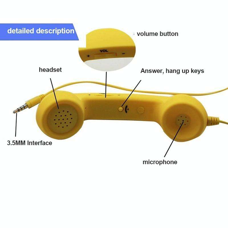 3.5mm Plug Mic Retro Telephone Anti-radiation Cell Phone Handset Receiver(Red)
