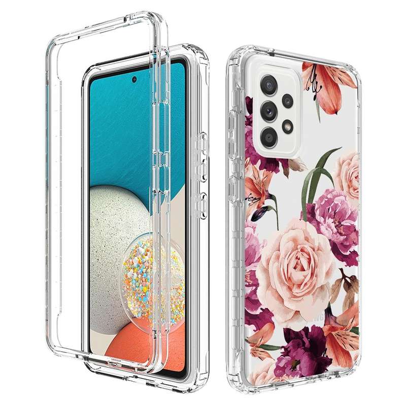 For Samsung Galaxy A53 Transparent Painted Phone Case(Purple Floral)
