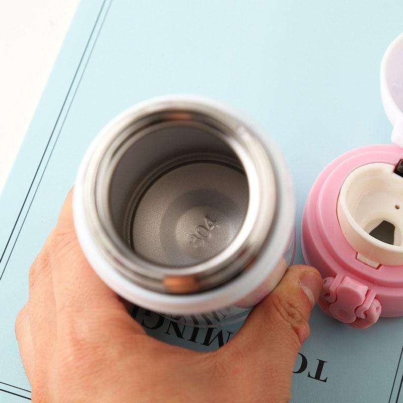 Flamingo Pattern Bouncing Vacuum Flask Mug Travel Stainless Steel Thermos Cup, Capacity:350ml(Pin...