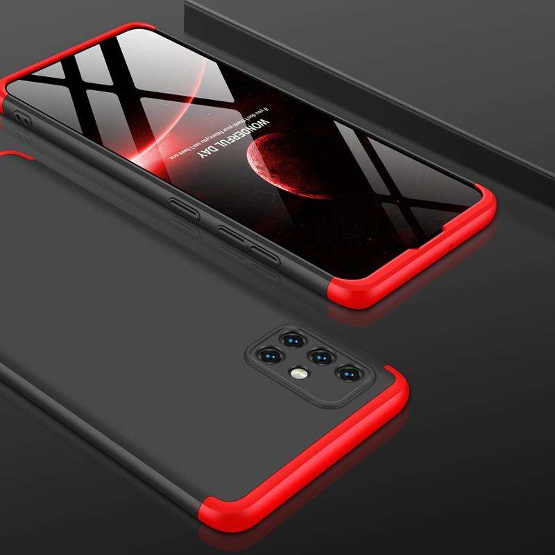 For Samsung Galaxy A51 GKK Three Stage Splicing Full Coverage PC Protective Case(Black Red)