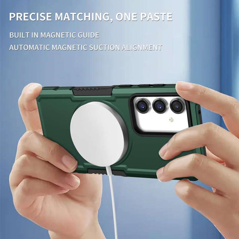 For Samsung Galaxy S23 FE MagSafe Shockproof Armor Phone Case(Dark Green)