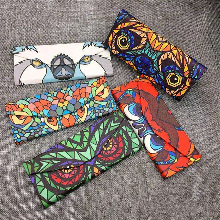Foldable Triangle Animal Print Glasses Case Sunglasses Myopia Frame Case(Polar Bear)