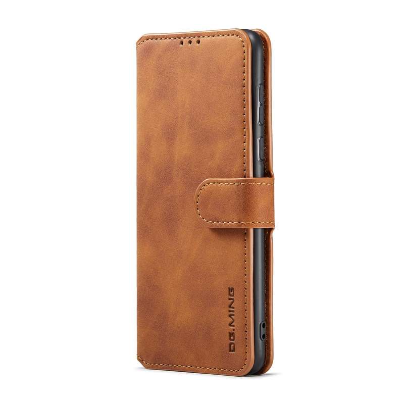 For Samsung Galaxy A73 5G DG.MING Retro Oil Edge Flip Leather Phone Case(Brown)