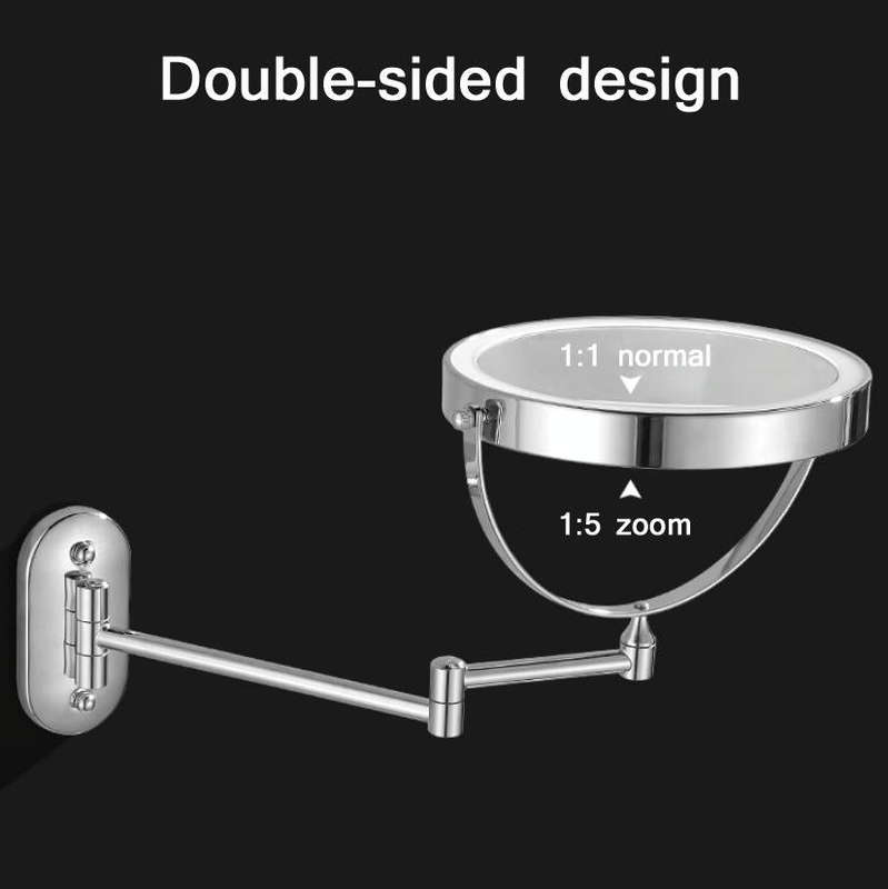 8 Inch Wall-Mounted Double-Sided Makeup Mirror LED Three-Tone Light Bathroom Mirror, Colour: Batt...