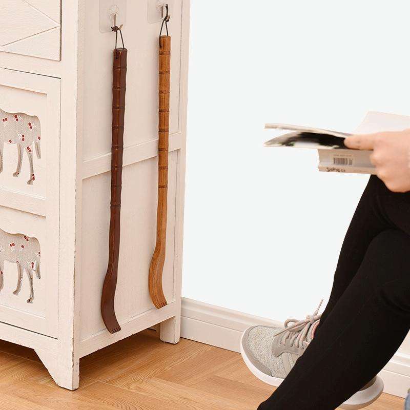 BQR01 Back Scratcher Long Handle Wooden Massage Scratcher, Style: Square Red