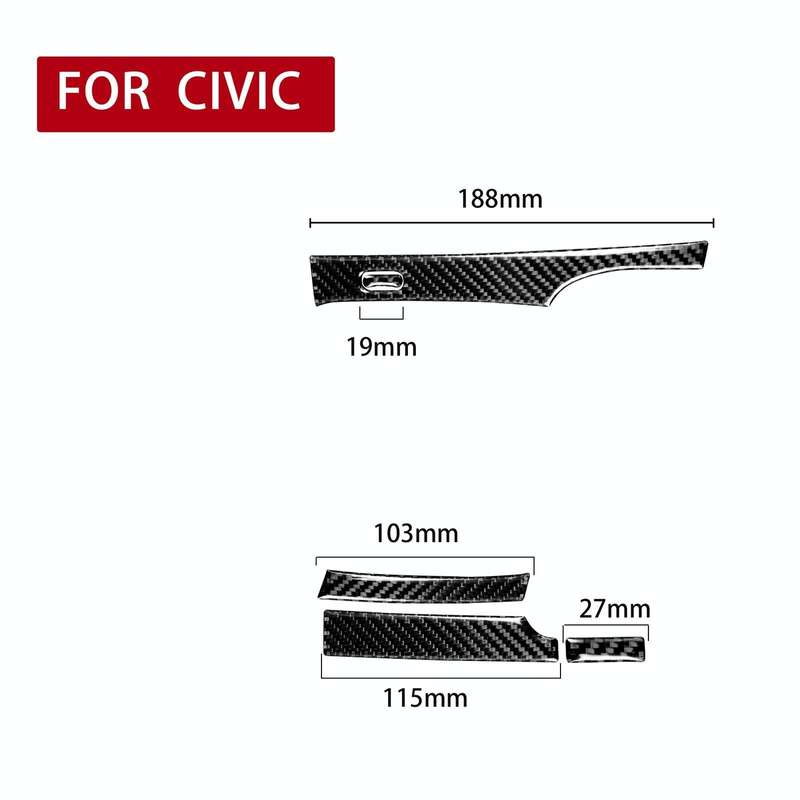 5 in 1 Car Carbon Fiber Automatic Gear Decorative Sticker for Honda Civic 8th Generation 2006-201...