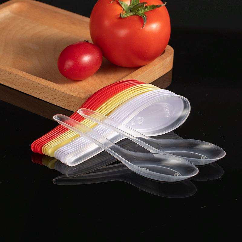 60pcs /Pack DY-103 Disposable PP Plastic Soup Spoon Packed Takeaway Scoop(White)