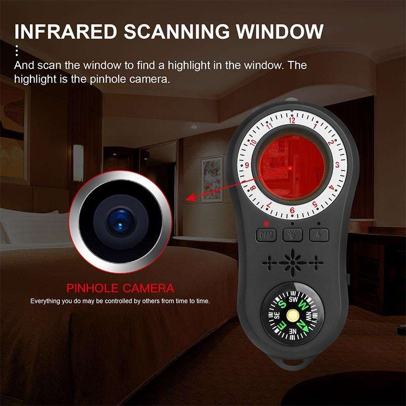 S100 Infrared Scanner Wireless Precision Alarm Detector with LED Flashlight (Black)