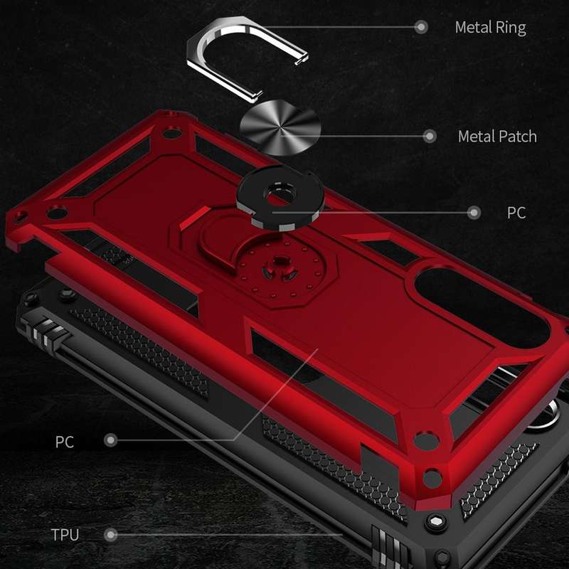 For Galaxy A90 5G Armor Shockproof TPU + PC Protective Case with 360 Degree Rotation Holder(Black)