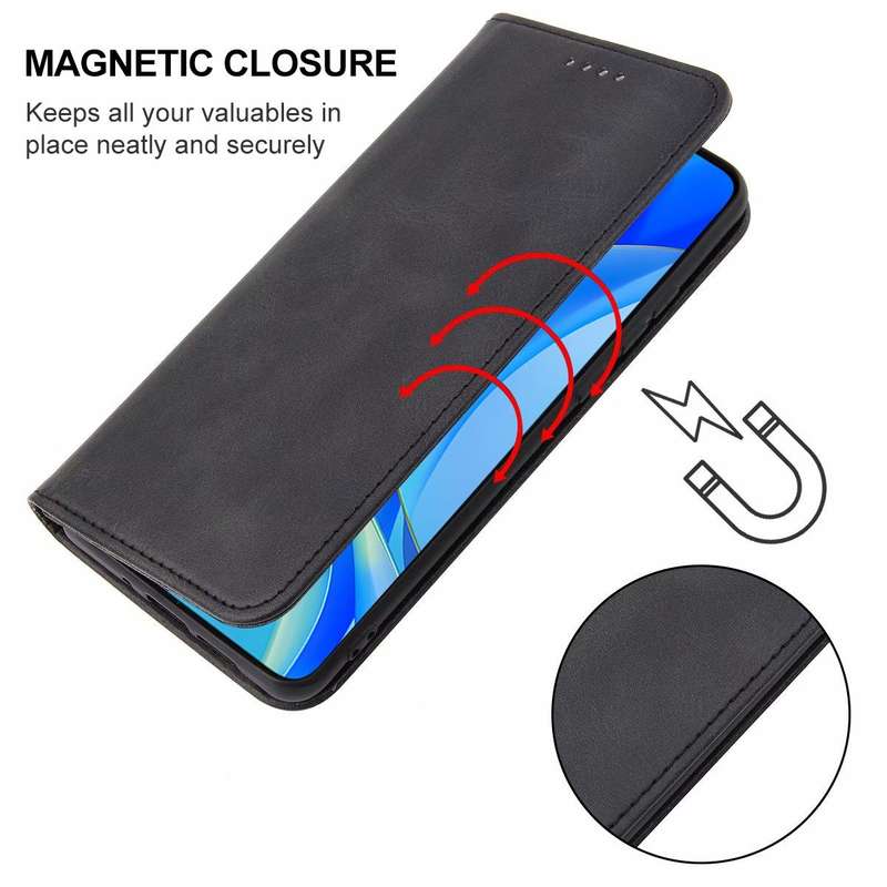 For Huawei Nova Y70 Magnetic Closure Leather Phone Case(Black)