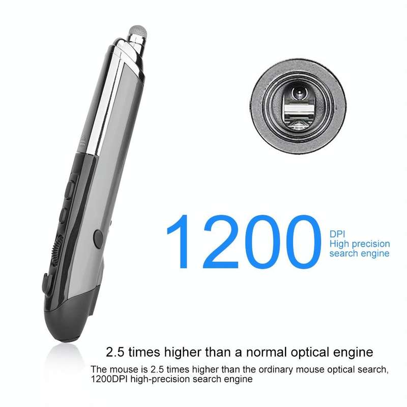 PR-08 6-keys Smart Wireless Optical Mouse with Stylus Pen & Laser Function (Grey)