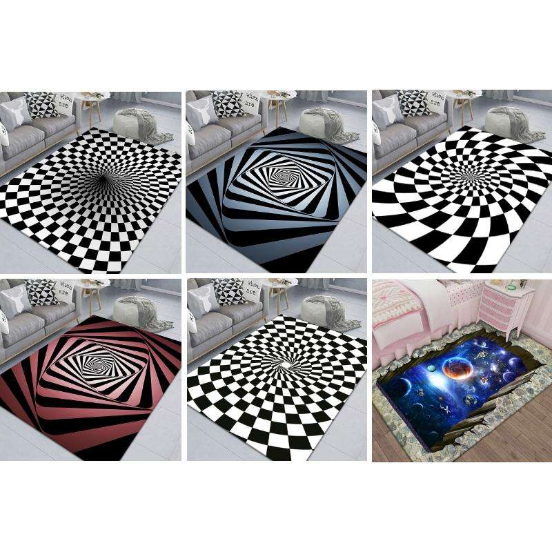 3D Stereo Rectangular Visual Geometric Living Room Carpet, Size: 60x90cm(Cosmic Starry Sky)
