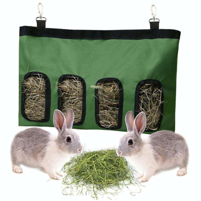 Pet Rabbit Guinea Pig Hanging Feeding Hay Storage Bag, Specification: Purple Four-hole