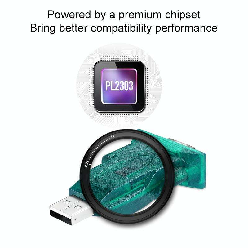 USB 2.0 to RS232 Serial Port DB9 9Pin Male Cable Converter Adapter(Green)
