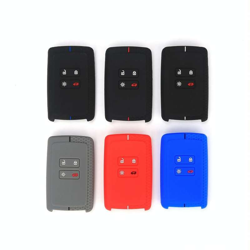 For Renault Koleos/Megane 2pcs 4 Button Honeycomb Pattern Silicone Key Cover(White Black Line)