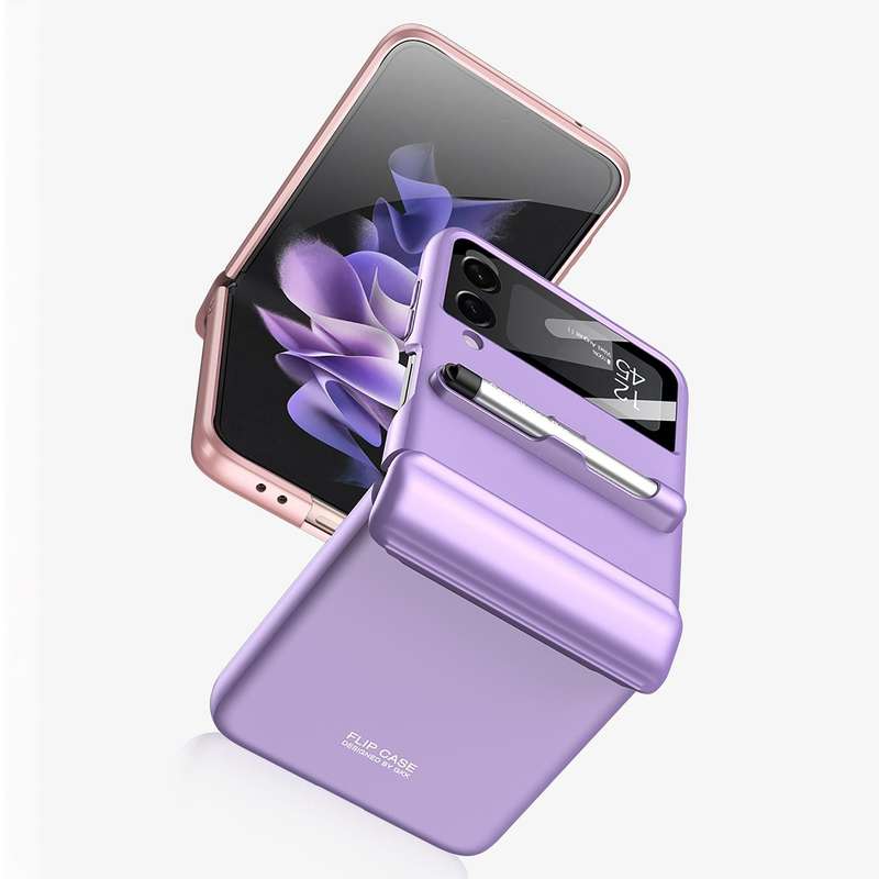 For Samsung Galaxy Z Flip4 GKK Magnetic Full Coverage Phone Flip Case with Pen(Purple)
