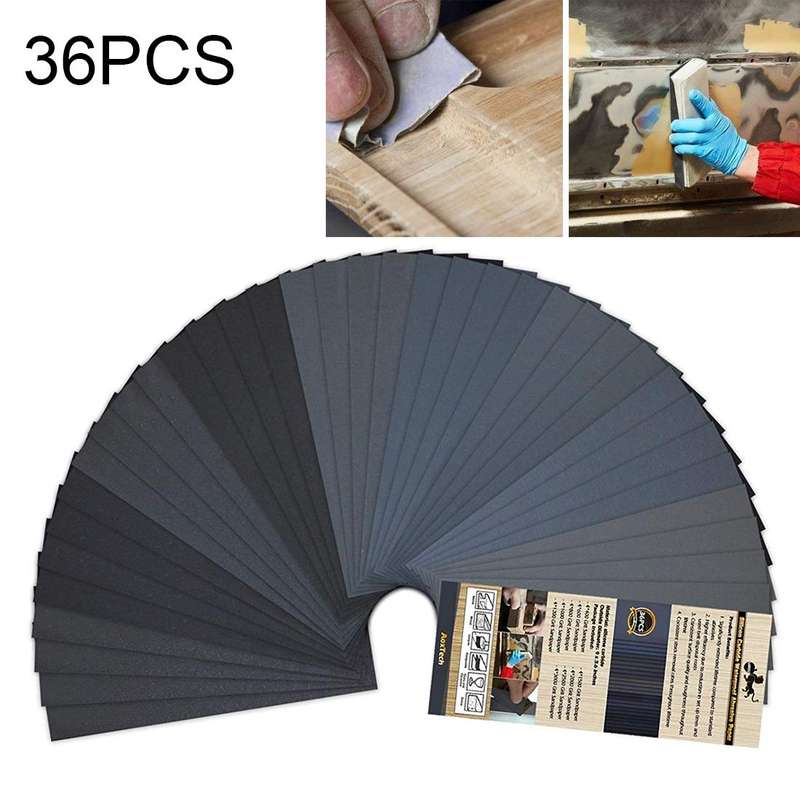 36 PCS LANHU Grit 400-3000 Wet And Dry Polishing Grinding SandpaperSize: 22.9 x 9.1cm