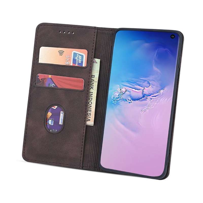 For Samsung Galaxy S9 Skin-feel Calfskin Texture Magnetic Dual-Fold Horizontal Flip Leather Case ...