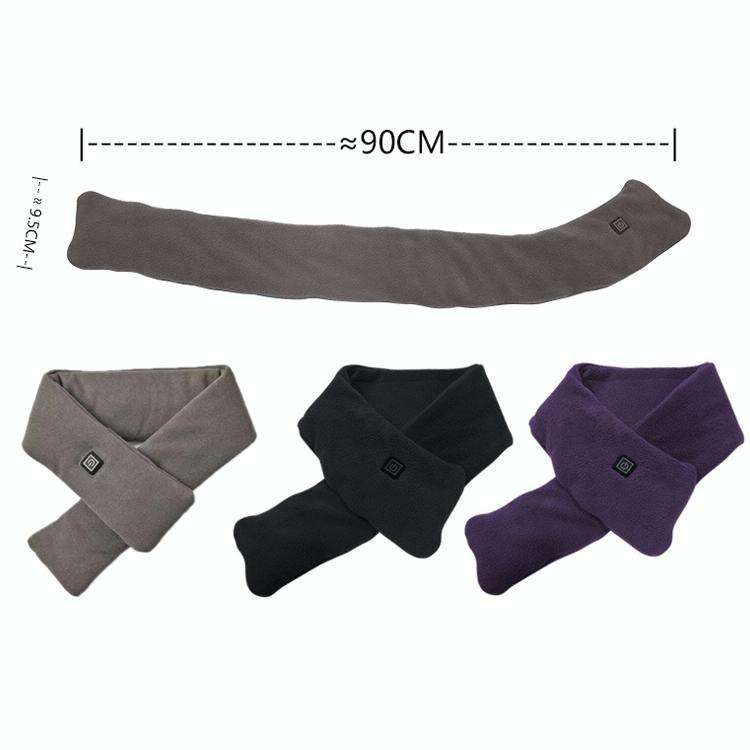 Heated Scarf Three Gear Adjustment Warm Fleece Cold Scarf(Black)