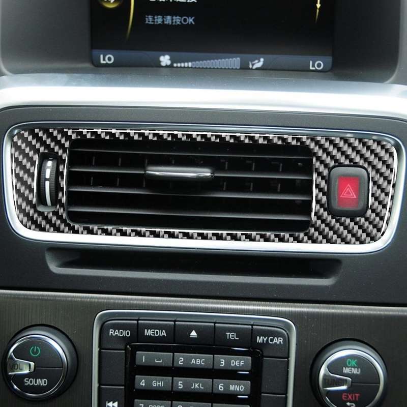 Car Carbon Fiber Central Control Below Air Outlet Decorative Stickers for Volvo V60 2010-2017 / S...