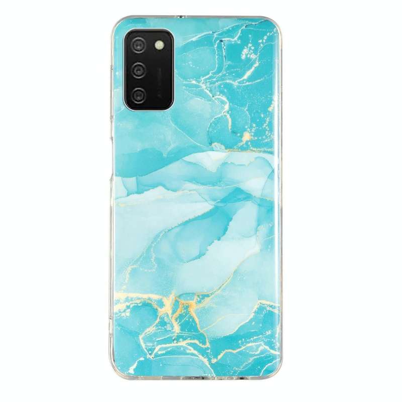 For Samsung Galaxy A02s IMD Marble Pattern TPU Phone Case(Green)