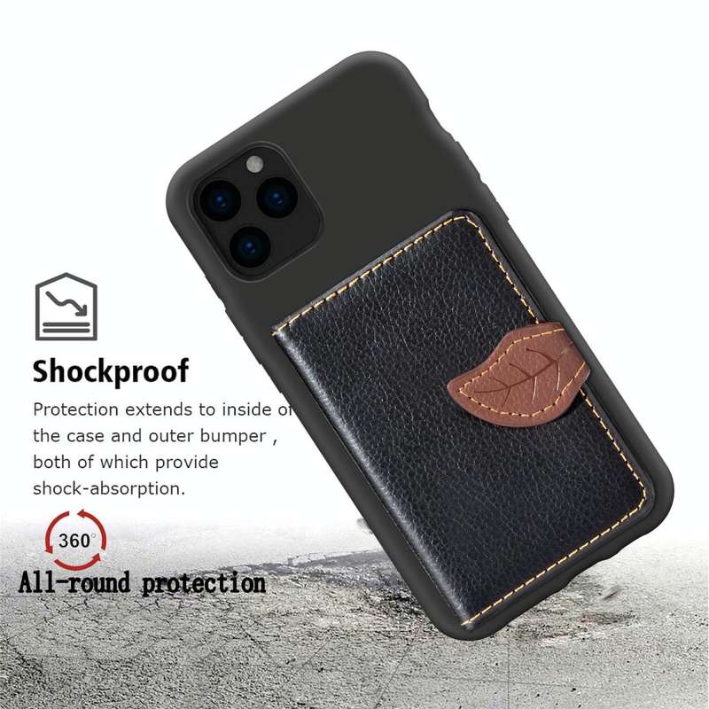 For iPhone 11 Pro Max Litchi Pattern Card Bag Wallet Bracket + TPU Phone Case with Card Slot Wall...