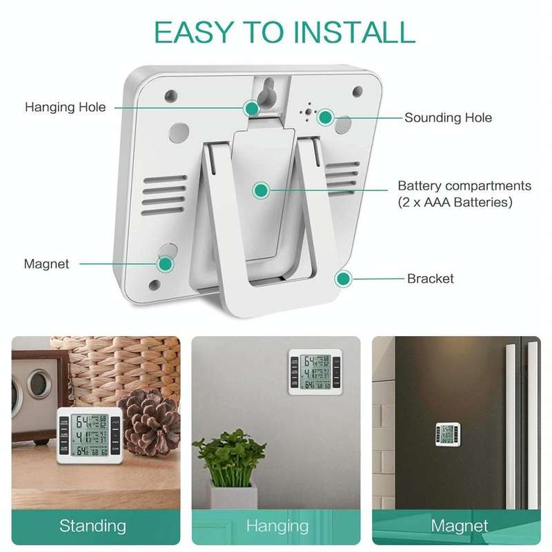 SN010 Wireless Indoor Outdoor High-Precision Thermometer Electronic Refrigerator Thermometers(One...