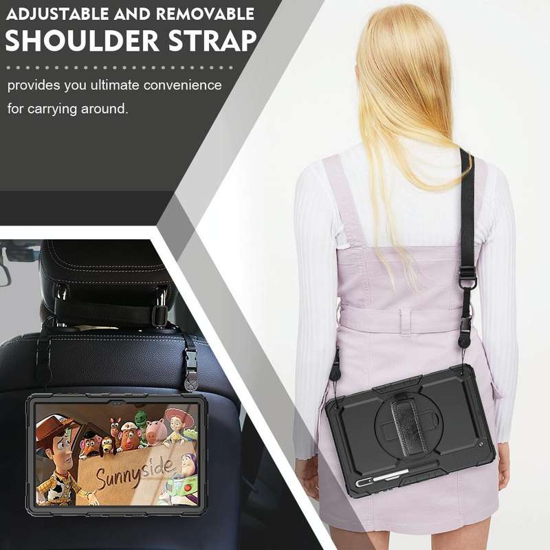 For Samsung Galaxy Tab S8 Ultra 14.6 inch SM-X900 Silicone + PC Tablet Case with Shoulder Strap(B...