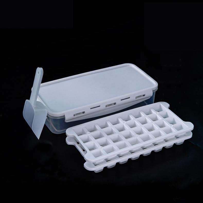 Household Silicone Ice Box With Lid Ice Cube Mold Refrigerator Ice Lattice Quick Freezer Random C...
