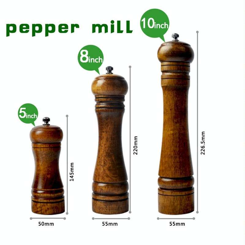 10 inch Length Classical Wooden Pepper Spice Salt Mill Grinder Muller