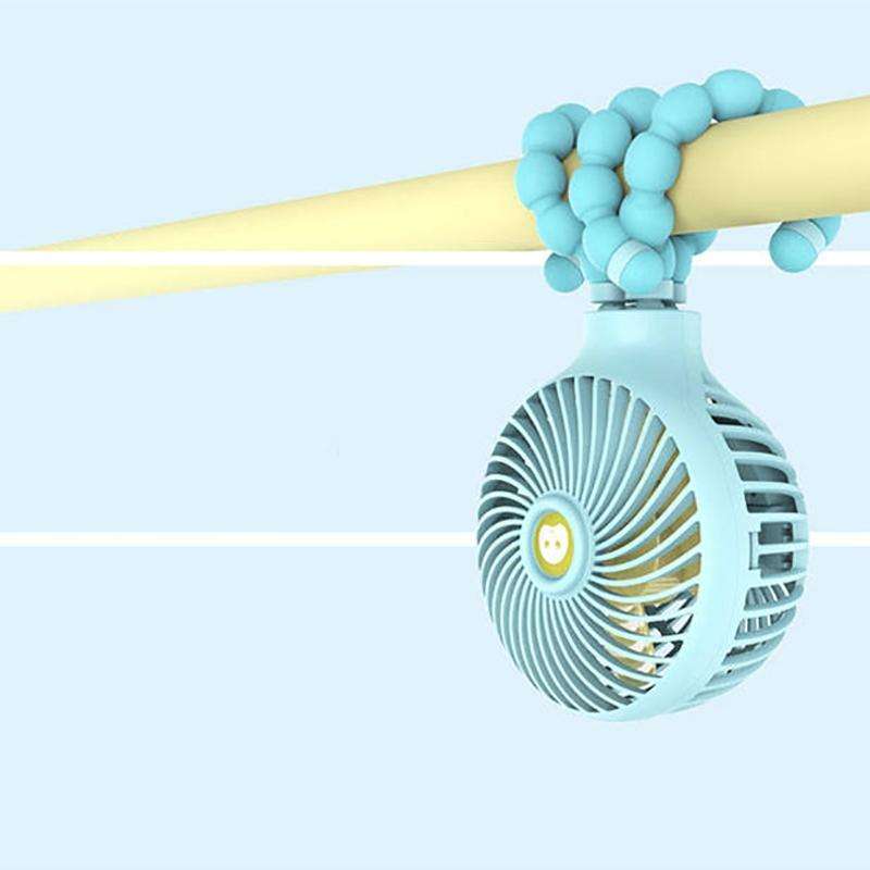 Octopus Deformed Cartoon Folding USB Rechargeable Mini Handheld Fan(Blue)