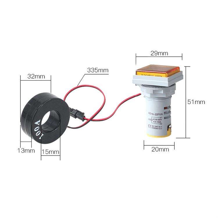 AD16-22FVA Square Signal Indicator Type Mini Digital Display AC Voltage And Current Meter(White)