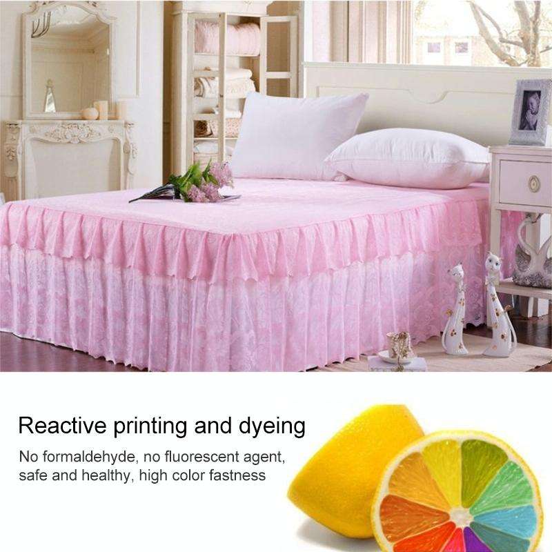 Lace Bed Skirt Sheet Princess Bedspread Mattress Cover, Size:200X220cm(Pink)