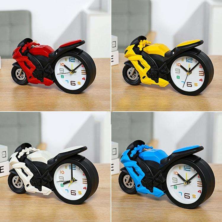 Motorcycle Alarm Clock Ornaments Creative Child Gift Clock(Blue Motorcycle Racing)
