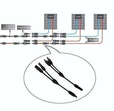 1 Pair MC4 Branch Y Adapter Connectors M/M/F and F/F/M for Solar Panels Cable(mc4)