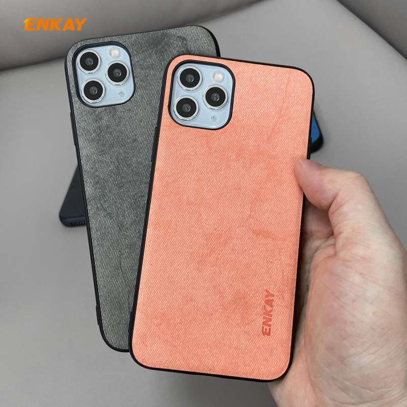 For iPhone 11 Pro Max ENKAY ENK-PC030 Business Series Fabric Texture PU Leather + TPU Soft Slim C...
