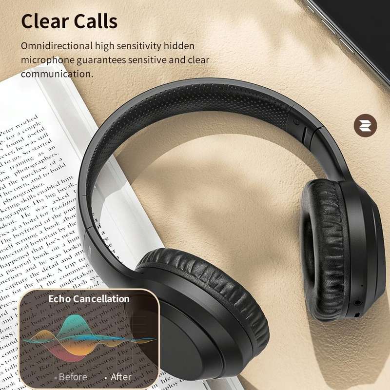 ROCK Space O2 HiFi Bluetooth 5.0 Wireless Headset with Mic, Support TF Card(Black)