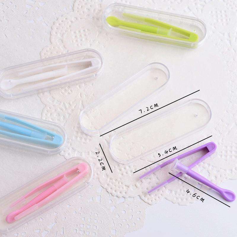 5pcs Portable Contact Lens Special Tweezer and Stick Set Travel Kit(Purple)