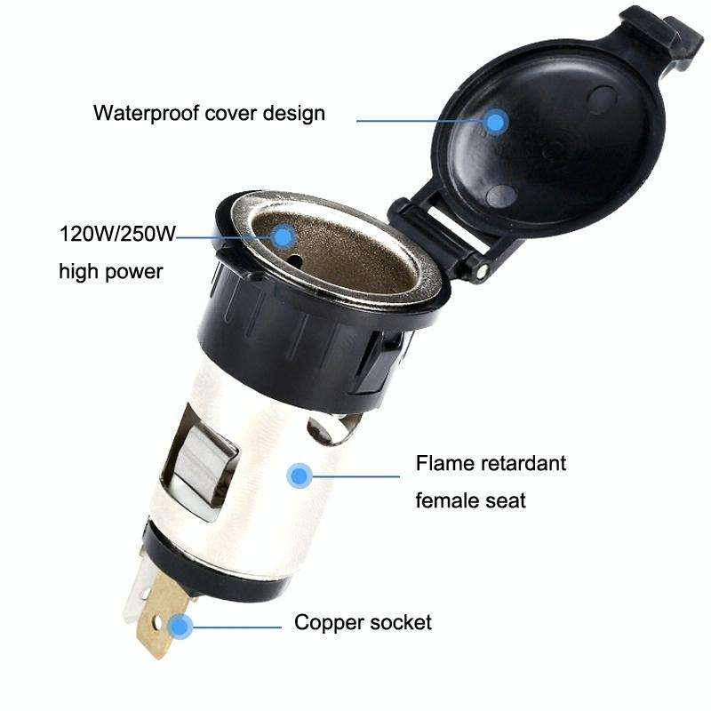 2 PCS Car Modified Cigarette Lighter Car Charging Power Socket No Cigarette Type (with 15cm Line)