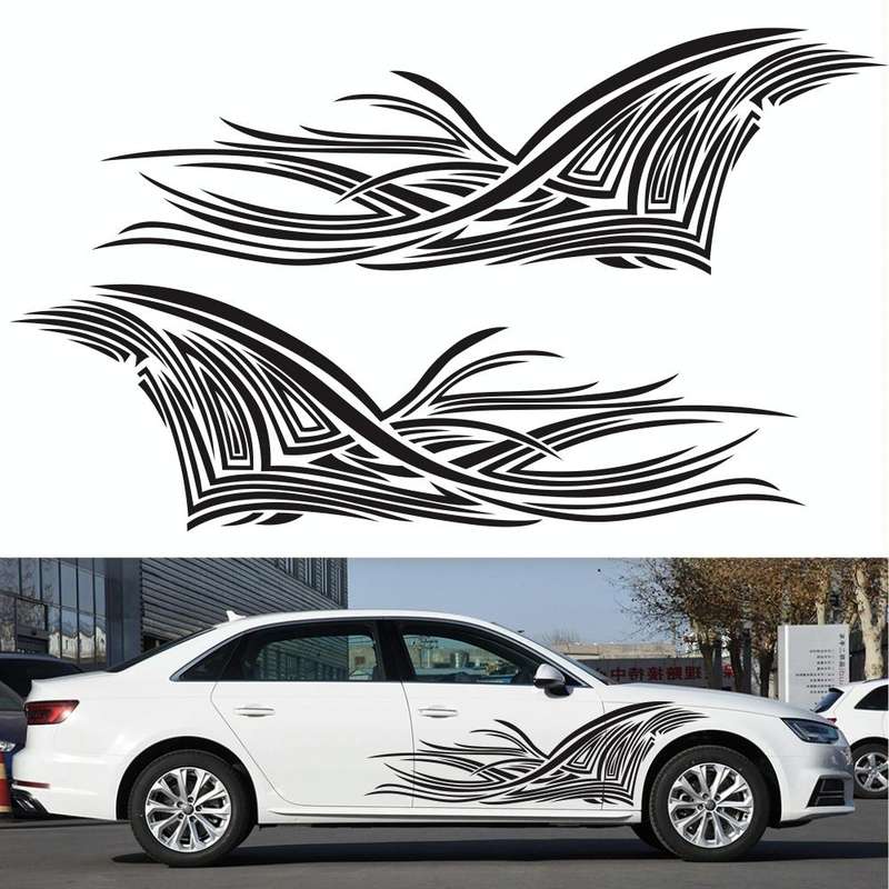 2 PCS/Set D-752 Lines Pattern Car Modified Decorative Sticker(Black)