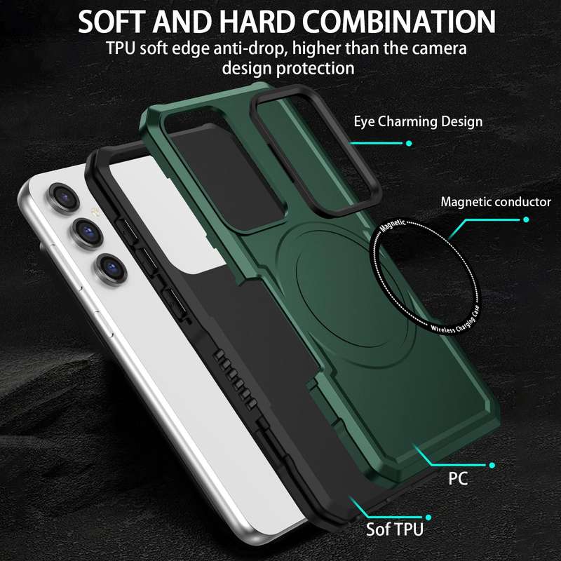 For Samsung Galaxy S23 FE MagSafe Shockproof Armor Phone Case(Dark Green)