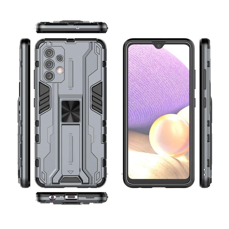 For Samsung Galaxy A32 4G Supersonic PC + TPU Shock-proof Protective Case with Holder(Grey)
