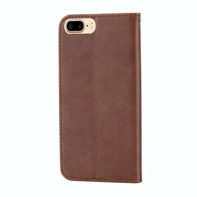 For iPhone 7 Plus / 8 Plus Cubic Grid Calf Texture Magnetic Closure Leather Phone Case(Brown)