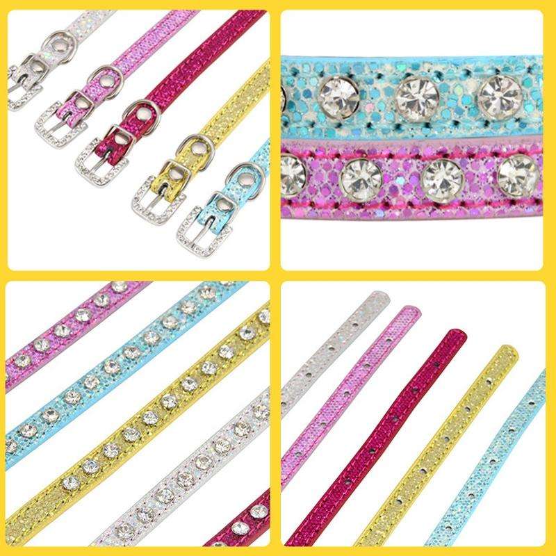 1.5 x 30cm Glitter Diamond Cat Neck Collar Decorative Supplies, Color: No Diamond Pink