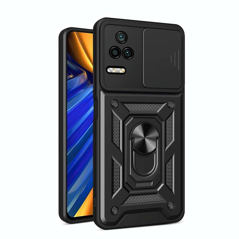 For Xiaomi Poco F4/Redmi K40S Sliding Camera Design TPU + PC Phone Case(Black)