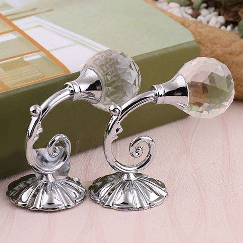 1 Pair Vintage Crystal Flower Barb Curtain Decoration Wall Hook(Silver)